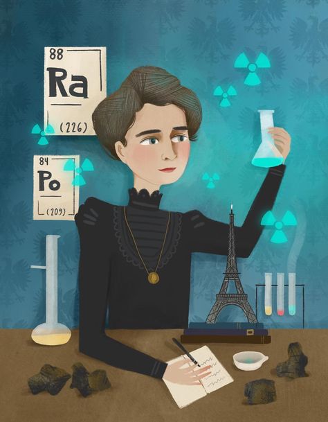 Marie Curie Art, Chemistry Wallpaper, Chemistry For Kids, Chemistry Art, Chemical Science, Lilla Rogers, Medical Laboratory Science, Science Illustration, Ancient Mesopotamia