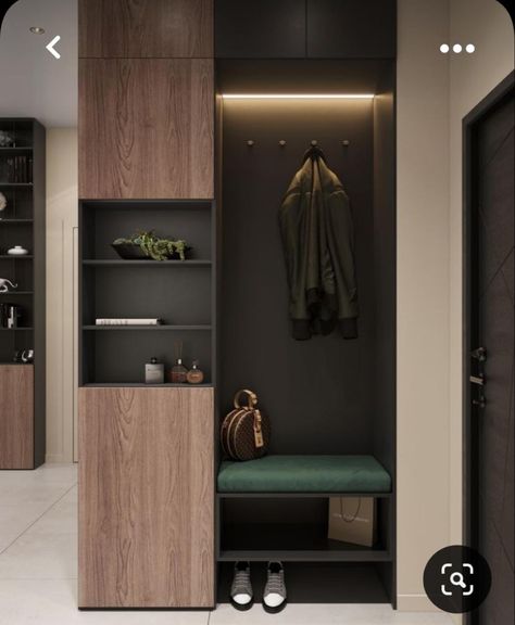 Closet For Entrance, Home Entrance Closet, Shoe Coat Storage Entrance, Entrance Closet, Cafeteria Furniture, Restaurant Furniture Design, Vstupná Hala, Apartment Entrance, Furniture Design Ideas