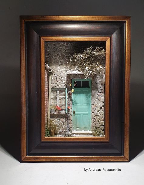 Picture Frame Diorama, Framed Diorama, Andreas Rousounelis, Room Box Miniatures, Shadow Frame, Mini Doll House, Shadow Box Art, Cardboard House, Miniature Rooms