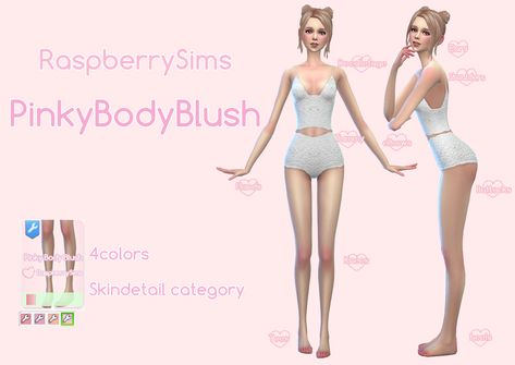 Pinky Body Blush Found under skin detail All Genders All ages 4 colors Download♥Dropbox pose✿flowerchamber Thanks to all the CC creators!♡ Sims 4 Cute Body Preset, Sims 4 Knee Blush, Custom Sims, Body Blush, Mods Ts4, The Sims 4 Skin, St 4, Sims 4 Cc Shoes, Free Sims 4