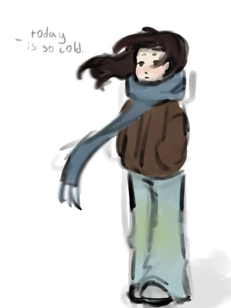 This girl is cold.. Cold Drawing, Speed Draw, Winter Drawings, Cold Girl, Drawing Body Poses, Person Drawing, Winter Girls, Windy Day, Body Poses