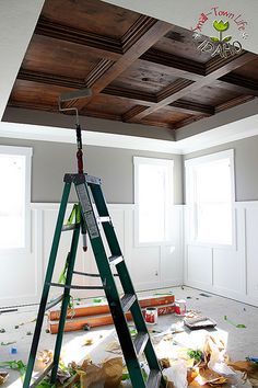 Wood Coffered Ceiling, Ceiling Remodel, Diy Ceiling, Wood Ceiling, Diy Holz, Wood Bedroom, Wood Ceilings, Coffered Ceiling, Basement Ideas