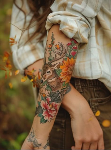 Couples Deer Tattoos, Tattoo For Female, Baby Deer Tattoo, Deer Hunting Tattoos, Buck Tattoo, Antler Tattoos, Elk Tattoo, Deer Skull Tattoos, Deer Tattoo Designs