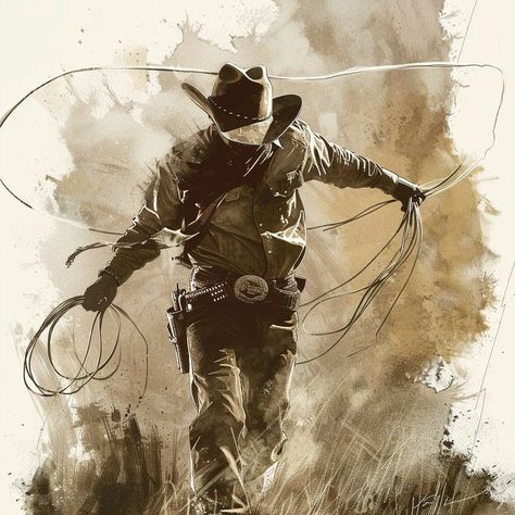 Western Cowboy Art, Cowboy Lasso, Cowboy Pictures, Western Artwork, Cowboy Aesthetic, Western Photography, Cowboys And Indians, Retro Western, Chique Outfits