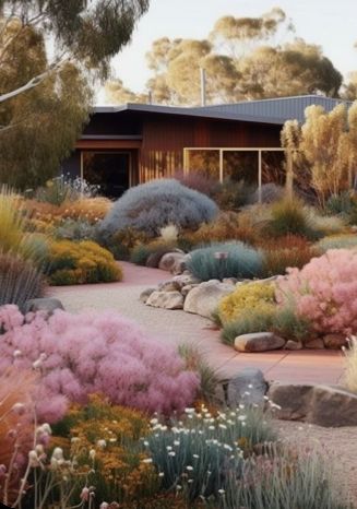 Australian Meadow Garden, Australian Small Garden, Australian Garden Landscaping, Flowering Australian Natives, Piet Oudolf Garden Design, Australian Garden Ideas, Naturalistic Garden Design, Mediterranean Garden Plants, Australian Native Gardens