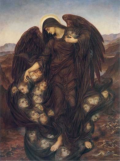 The Field of the Slain  by Evelyn de Morgan (ARC) Samael Angel, Archangel Azrael, Pre Raphaelite Art, Edward Burne Jones, Rennaissance Art, Francisco Goya, Biblical Art, Pre Raphaelite, Old Paintings