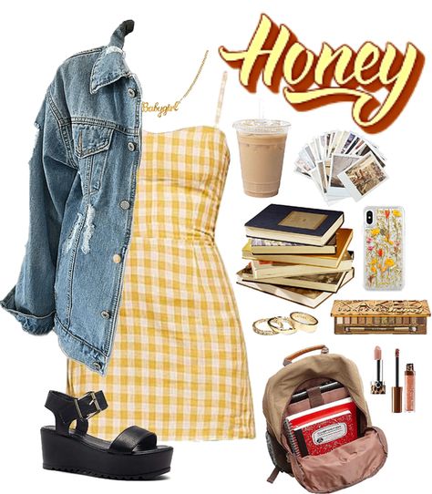 Honey Inspired Outfits, Honeycore Outfits, Honeycore Aesthetic Outfits, Honeycore Aesthetic, Cloth Aesthetic, Bi Aesthetic, Bee Outfit, Hufflepuff Outfit, 80s Inspired Outfits