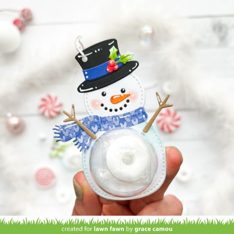 Grace's Build-A-Snowman Ornament Tags - Lawn Fawn Lawn Fawn Snowman Cards, Lawn Fawn Ready Set Snow, Lawn Fawn Build A Snowman, Build A Snowman Lawn Fawn, Lawn Fawn Snow Globe, Snowman Gift Tags, Lawn Fawn Pawsitive Christmas, Clear Plastic Ornaments, Snowman Tags