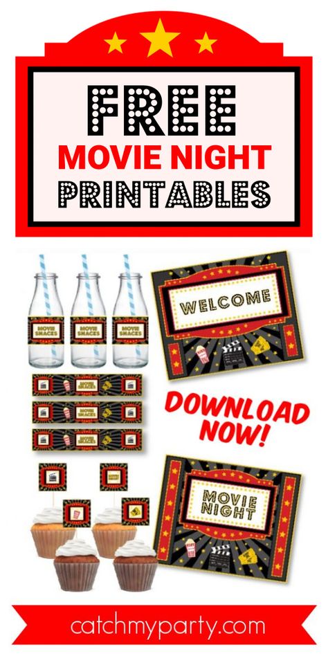 How about hosting a cozy Movie Night Party? These free printables will help make it special! This set includes: a welcome sign, concession stand sign,invitations, water bottle labels, cupcake toppers, tented candy and snack cards, blank tented cards, and a banner. Movie Night Sign, Reflection Ideas, Movie Night Printables, Outdoor Movie Party, Lila Party, Broadway Party, Movie Night Birthday Party, Movie Birthday Party, Movie Themed Party