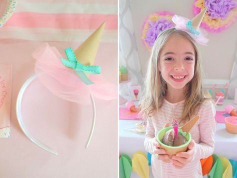 DIY Ice Cream Cone Party Hat Headbands Headband Crafts, Diy Swimming Pool, Diy Ice Cream, Ice Cream Party, Classroom Inspiration, Ice Cream Cone, Cool Diy, Party Hats, Party Planning