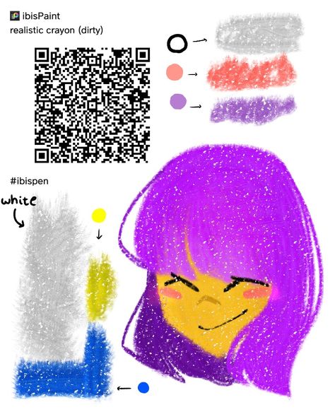 by meeee woohOoo and by "dirty" i mean that the brush is like idk kinda dirty like a real crayon its more noticeable when you use white Ibis Crayon Brush, Crayon Ibis Paint Code, Crayon Brush Ibis Paint, Ibispaintx Qr Code, Cute Crayon Drawings, Ibis Brush, Ibispaint Brushes, Brush Codes, Ibis Brushes