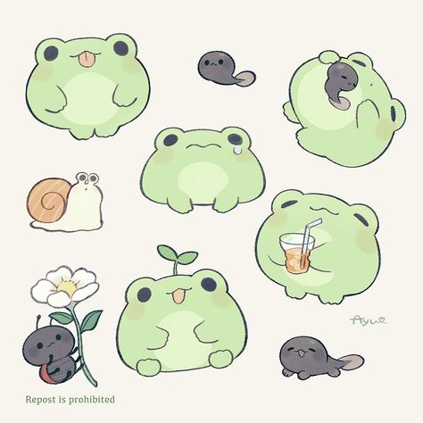 Frog Sketch, Frog Illustration, Frog Drawing, Green Animals, Frog Art, Cute Animal Drawings Kawaii, Cute Doodles Drawings, Cute Doodle Art, Mini Drawings