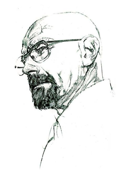 Walter White Drawing, Breaking Bad Art, Bill Sienkiewicz, Bad Drawings, Caricature Sketch, Funny Caricatures, Walter White, Pencil Art Drawings, Comic Book Artists