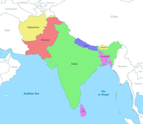 map of South Asia with borders of the states. South Asia Map, Asia Map, Tree Saw, Logo Banners, Cityscape Photos, South Asia, Nature Backgrounds, The Map, Background Banner