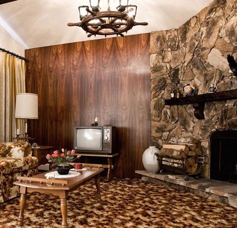 wood paneling worst interior design trends 1970s Interior, 1970s Living Room, 1970s Interior Design, 70s Living Room, 70s Interior Design, 1970s Home Decor, 70s House, 70s Interior, 1970s Decor