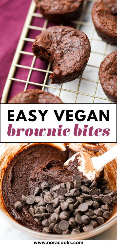 Vegan Individual Desserts, Vegan Dessert Bites, Mini Vegan Desserts, Easy Vegan Baking Recipes, Vegan Party Desserts, Vegan Mini Muffins, Vegan Brownie Bites, Vegan Brownie Cookies, Vegan Brownie Recipe