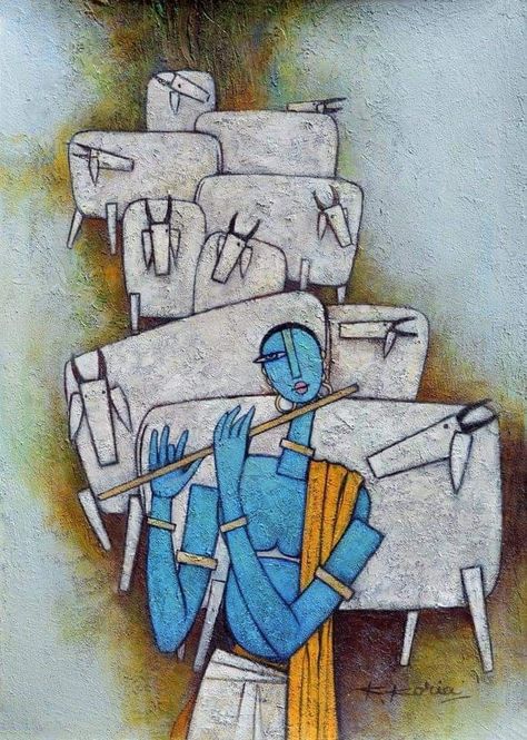 Indian Painters, Indian Contemporary Art, Composition Drawing, Ganesh Art Paintings, Paintings Contemporary, Indian Art Gallery, Bangla Quotes, Pichwai Paintings, Contemporary Canvas