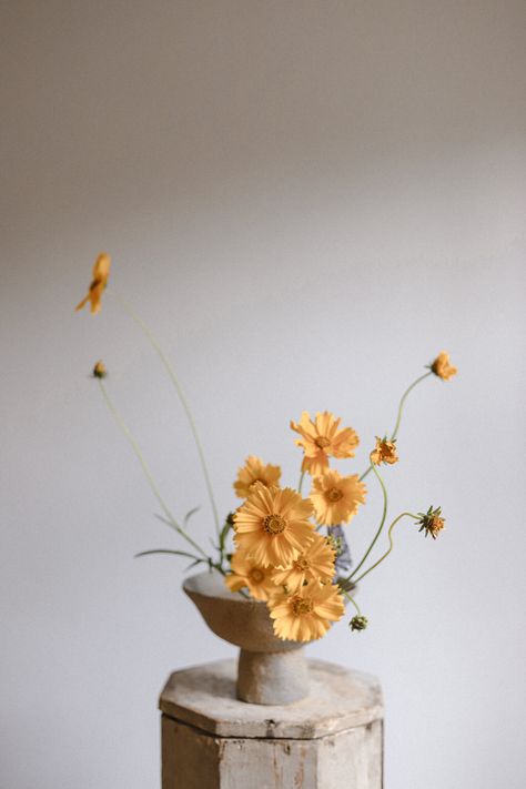 Wildflower Ikebana, Modern Ikebana Flower Arrangement, Fridakim Flowers, Dahlia Ikebana, Fall Ikebana, Sculptural Flowers, Ikebana Flowers, Modern Ikebana, Vase Flower Arrangements