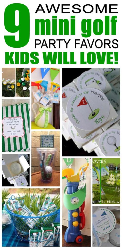 9 Awesome Mini Golf Party Favors Kids will Love. Fun, cute and easy mini-golf party favors for children. Mini Golf Birthday Party, Golf Favors, Mini Golf Party, Golf Themed Party, Golf Party Foods, Golf Theme Party, Golf Birthday Gifts, Golf Party Favors, Golf Party Decorations