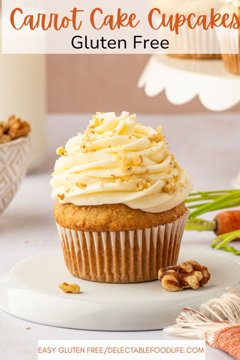 Carrot Cupcake with Cream Cheese Frosting. Gf Carrot Cake Cupcakes, Gluten Free Carrot Cupcakes, Gf Carrot Cake Muffins, Homemade Carrot Cake Cupcakes, Gluten Free Carrot Muffins, Gluten Free Carrot Cake Muffins, Gluten Free Carrot Cake Cupcakes, Carrot Cupcake Recipe, Gluten Free Cupcake Recipe