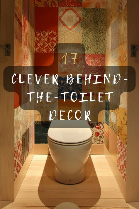 Looking to spruce up that often-overlooked spot behind the toilet? Check out these 17 clever ideas that will transform your bathroom into a stylish and functional space. Click to see all the amazing ways you can decorate and organize! 🛁✨ #BathroomDecor #HomeInspiration #DIYDecor #SmallSpaceLiving #InteriorDesign Accent Wallpaper Behind Toilet, Toilet Nook In Bathroom, Sink Opposite Toilet, Toilet Room No Window, Small Washroom Ideas Toilets, What To Put On The Back Of The Toilet, Bold Small Toilet Ideas, Small Wc Decorating Ideas, Behind Toilet Wall Ideas