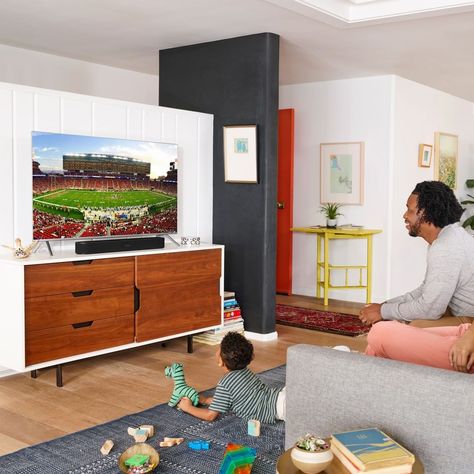 Sonos on Instagram: “Enjoy the sound of game day celebrations from the comfort of your living room with our #Sonos Beam.” Tv Sound Bar, Sonos Speakers, Sonos One, Tv Sound, Playroom Furniture, Home Safes, Voice Control, Surround Sound, Music Streaming