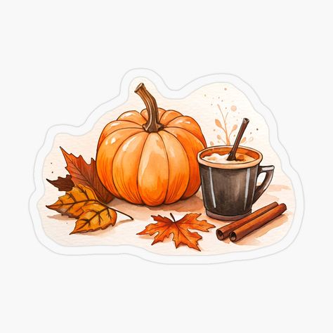 Coffee Designs, Coffee Stickers, Pumpkin Season, Pumpkin Seasoning, Redbubble Designs, Cute Coffee, Coffee Design, Coffee Latte, Autumn Vibes