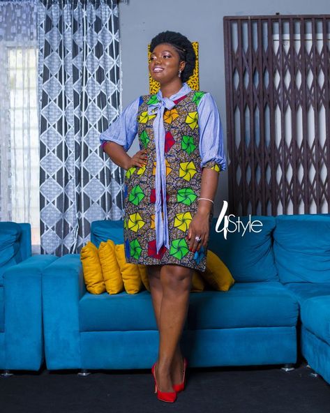 Ankara Short Gown Styles 3yards, Ankara Shirt Dress, Ankara Shirt, African Party Dresses, Ankara Short Gown Styles, African Print Tops, African Print Dress Ankara, Ankara Gowns, Short African Dresses