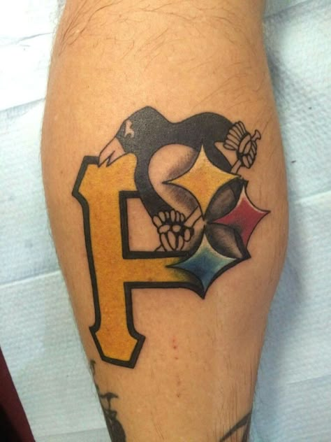 Pittsburgh Penguin tattoo      Looks good cuz! ❤ it! Pittsburgh Penguins Tattoo, Pittsburgh Steelers Tattoo Ideas, Pittsburgh Tattoo Ideas, Pittsburgh Steelers Tattoo, Penguins Tattoo, Penguin Tattoos, Steelers Tattoos, Pittsburgh Tattoo, Guru Tattoo