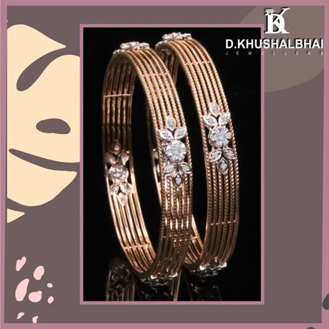 Add elegance to your traditional attire with these intricately designed bangles. Our diamond jewellery collection is made with tested and certified diamonds and an assurance of lifetime maintenance. . Making heads turn, is just a start! To Explore the latest collection, crafted in natural diamonds, DM us or WhatsApp us on +91 814 017 7714 . D. KHUSHALBHAI Jewellers Athwalines, Parle Point, Surat. . Gold Diamond Bangles Design Latest, Latest Gold Bangles Design 2023, Diamond Bangles Designer Latest Modern, Real Diamond Bangles Designs, Gold Bangles Design Latest Indian, Diamond Bangles Designer Latest, Gold Bangles Design Latest, Pinaki Jewellers, Diamond Bangles Design