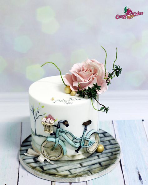 Cake For Grandma, 25 Cake, Bicycle Cake, Elegant Birthday Cakes, Creative Cake Decorating, Beautiful Birthday Cakes, Baby Birthday Cakes, Crazy Cakes, Painted Cakes