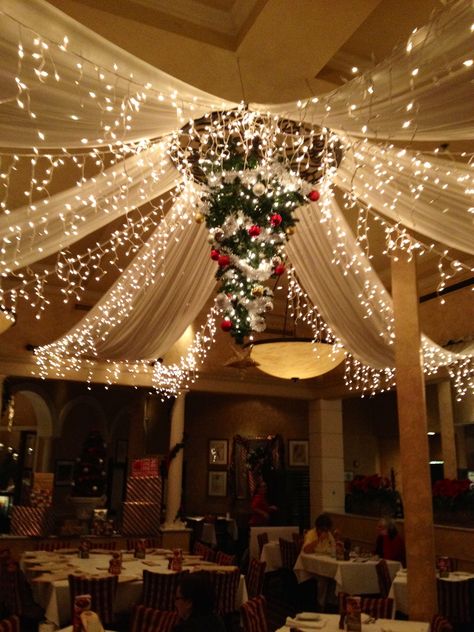 Brio's Winter Park Fl Formal Christmas Banquet, Christmas Quinceanera Ideas, Christmas Ballroom, Gym Ceiling, Christmas Quinceanera, Christmas Formal, Christmas Banquet, Dance Decor, Quinceanera Photoshoot