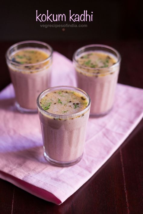 kokum kadhi Dahi Kadhi Recipe, Indian Beverages, Marathi Food, Konkani Recipes, Kadhi Recipe, Regional Recipes, Marathi Culture, Tiny Table, Maharashtrian Recipes