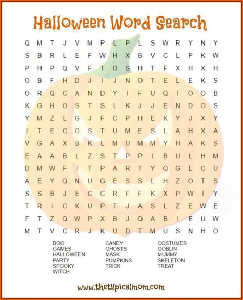 2 free Halloween word search printable pages you can give your kids or students! Lots of other free Halloween printables and party ideas here too. #halloween #wordsearch #printables #kids #ghost #pumpkin Oppgaver For Barn, Imprimibles Halloween, Halloween Word Search, Halloween Goodie Bags, Halloween Bingo, Halloween Worksheets, Halloween Printables Free, Halloween Words, Halloween Party Games