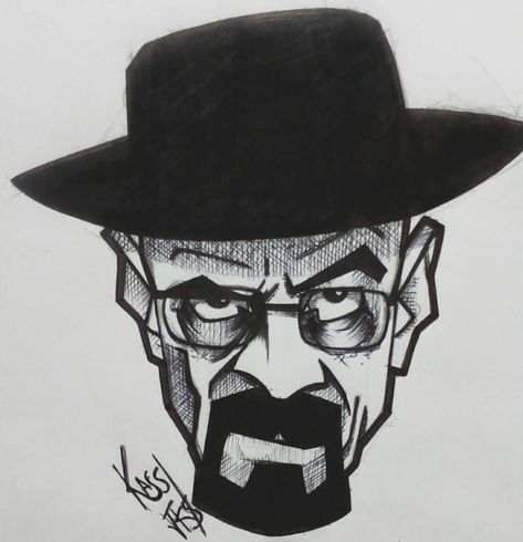 Walter White Drawing, Tattoo Drawings Sketches, Cartoon Tattoo Ideas, Animated Shows, Cartoon Tattoo, Graffiti Characters, Animal Drawing, Dark Art Drawings, Graffiti Drawing