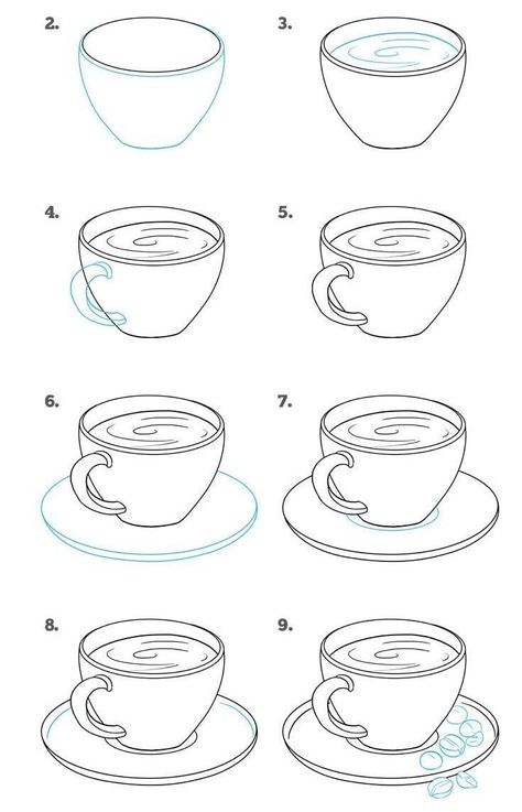 How to draw a cup with a plate step by step? -  How to draw a cup with a plate step by step?#drawing #draw Drawing Ideas Easy For Teens, Cool Things To Draw, Doodle Art For Beginners, Draw Step By Step, Drawings For Boyfriend, Arte Doodle, Beauty Drawings, Easy Drawing Steps, Easy Drawings For Beginners