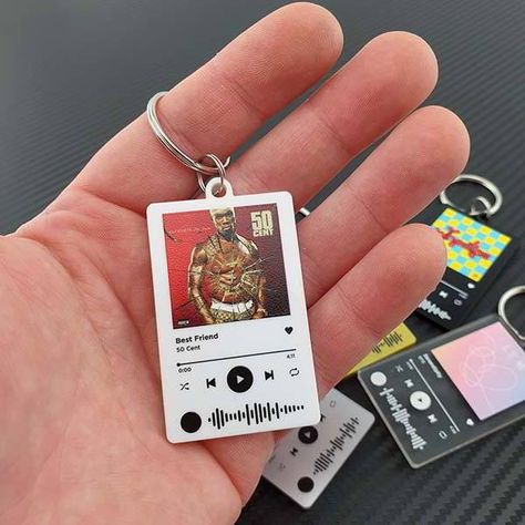 50 Cent Best Friend, Song Keychain, Spotify Keychain, Valentine Music, Music Crafts, 3d Cnc, Music Album Covers, Keychain Design, Diy Creative Crafts