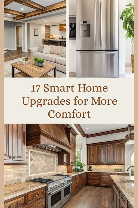 Looking to add some comfort and value to your home? Check out these 17 smart home upgrades that can transform your living space without breaking the bank! From upgrading your appliances and kitchen cabinetry to finishing your basement, each upgrade is meant to enhance both comfort and curb appeal. Get practical, budget-friendly ideas that will not only improve your day-to-day living but also make your home more attractive to future buyers. These upgrades are your key to a more enjoyable and valuable home experience! Smart Renovation Ideas, House Upgrades That Increase Value, Home Efficiency Ideas, Small Home Upgrades, Home Upgrades That Add Value, Custom Home Must Haves, Simple Home Upgrades, Modern Home Improvement Ideas, 70s Home Remodel