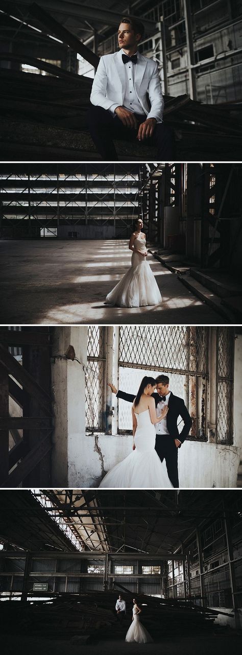 Moody Industrial, Prenup Shoot, Dark Lighting, Modern Wedding Photography, Wedding Photography Bride, Wedding Photography Styles, Bridal Photoshoot, Bridal Shoot, Wedding Shots