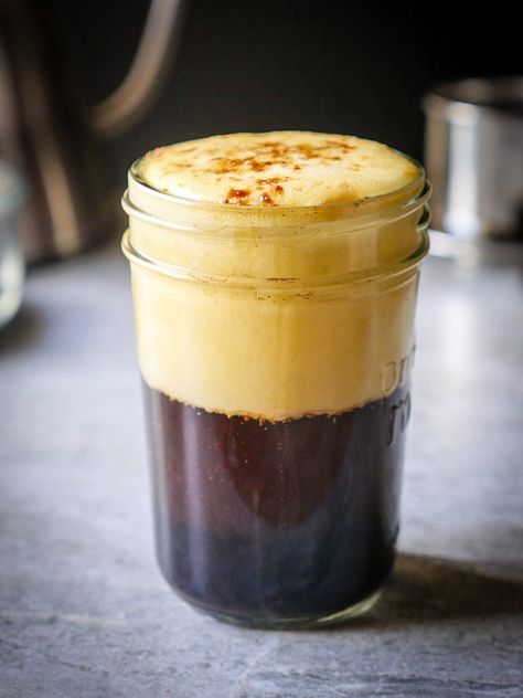 Vietnamese Egg Coffee {Paleo, Dairy-free} - The Sophisticated Caveman Coffee Around The World, Robusta Coffee, Egg Coffee, Vietnamese Coffee, Breakfast And Brunch, Coffee Serving, Coffee Recipe, Coconut Sugar, Coconut Cream