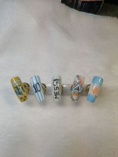 ARGENTINA MESSI NAIL DESIGN Messi Nails Design, Messi Nails, Nails Football, Football Nail Designs, Argentina Messi, Football Nails, 2022 World Cup, Nails Only, Nailed It