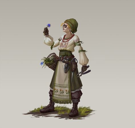 Ukrainian Culture, Nature Witch, Fantasy Witch, Gardening Outfit, Concept Art Drawing, Warrior Girl, Character Poses, Character Creation, Sci Fi Art