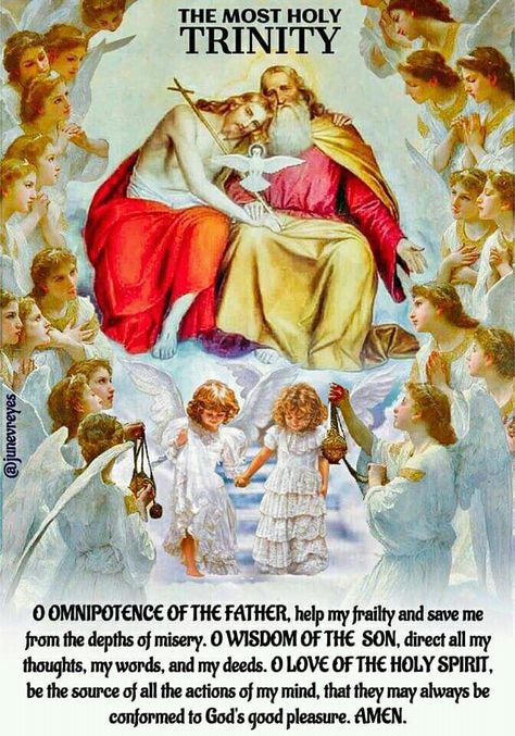 Trinity ♥️♥️♥️ The Most Holy Trinity, Prayer For Prosperity, Catholic Gentleman, Trinity Catholic, Sunday Prayer, Our Father Who Art In Heaven, Novena Prayers, Bible Promises, Biblical Art