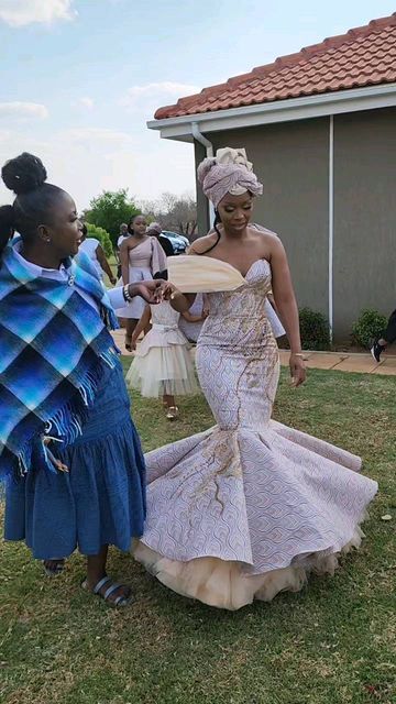 African Dress Wedding, Traditional Weddings, Chilanga Mulilo, Seshweshwe Dresses Design For Bride, South African Traditional Dresses Brides, Chilanga Mulilo Dresses, Venda Traditional Wedding Dress, Modern Swati Traditional Wedding Dresses, Traditional Wedding Dress