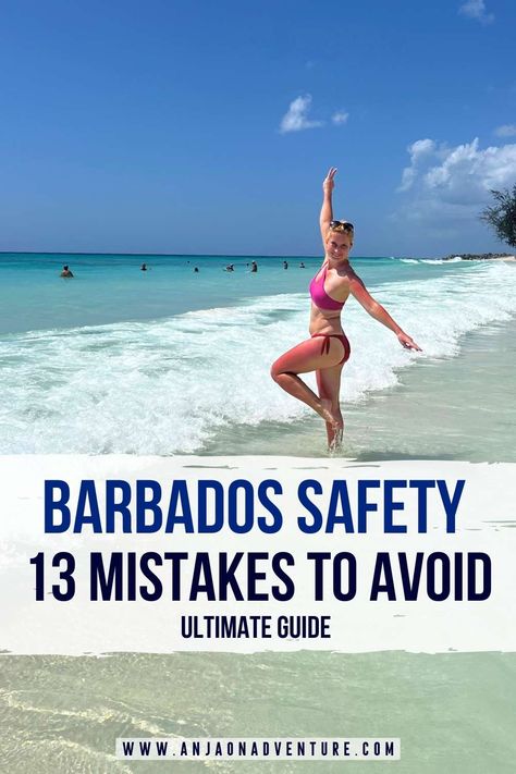 Is Barbados safe for your tropical island vacation? Read my Barbados safety travel guide covering everything you need to know about Barbados travel, safety tips, Bridgetown, Barbados hotels, and hidden Caribbean destinations gem! Don't miss out on exploring Barbados beaches, swim in the Caribbean Sea and more caribbean travel! Click to read my Caribbean island blog post!  Barbados flag | Barbados travel | Windward islands | Rihanna  #caribbean #barbados #tropicalisland #travelsafety Packing For Barbados, Sandy Lane Barbados, Barbados Outfit Ideas, Barbados Vacation Outfit, Barbados Outfits, Barbados Culture, Holetown Barbados, Barbados Hotels, Barbados Aesthetic