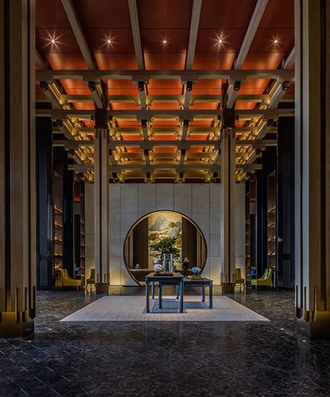 CCD designs oriental 'diaoyutai hotel' in historic capital of hangzhou Chinese Hotel, Chinese Interior, Hangzhou China, Lobby Reception, Lobby Lounge, Lobby Interior, Hotel Interior Design, Lobby Design, Lounge Design