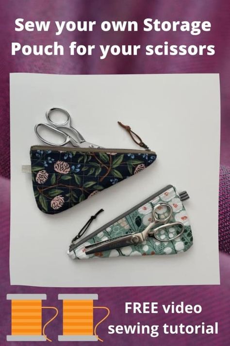 Scissors Pouch Pattern, Sewing Room Storage Ideas, Sewing Kit Pouch, Diy Zipper Pouch, Quilting Gifts, Diy Pouch No Zipper, Room Storage Ideas, Beginners Sewing, Zippered Pouches