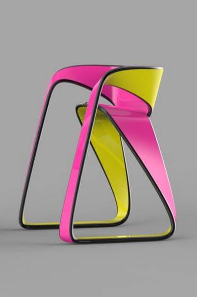 Dual faces chair by Xavier D Armoire Design, Unique Chair, Plywood Furniture, Colorful Chairs, Chaise Design, Funky Furniture, Creative Furniture, Diy Chair, Cool Chairs