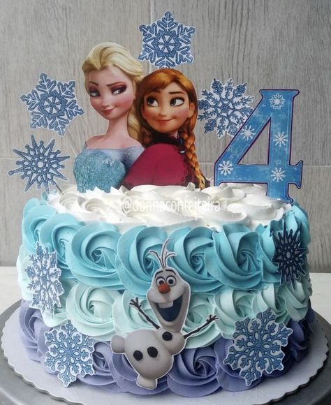 Frozen Front Door Decor, Frozen Cake With Topper, Elsa 3rd Birthday Cake, Frozen Birthday Cake And Cupcakes, Frozen Princess Birthday Cake, Frozen 2nd Birthday Cake, Simple Elsa Cake, Elsa Birthday Party Cake, Elsa Themed Cake