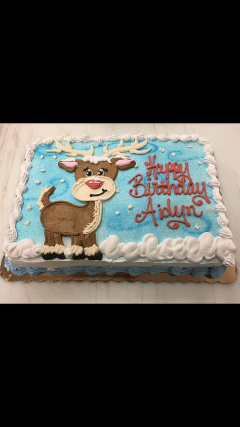 Reindeer Sheet Cake, Christmas Birthday Sheet Cake, Christmas Sheet Cake Ideas, Christmas Sheet Cake, Costco Cakes, Sheet Cakes Decorated, Dq Cake, Winter Cakes, Cakes Christmas